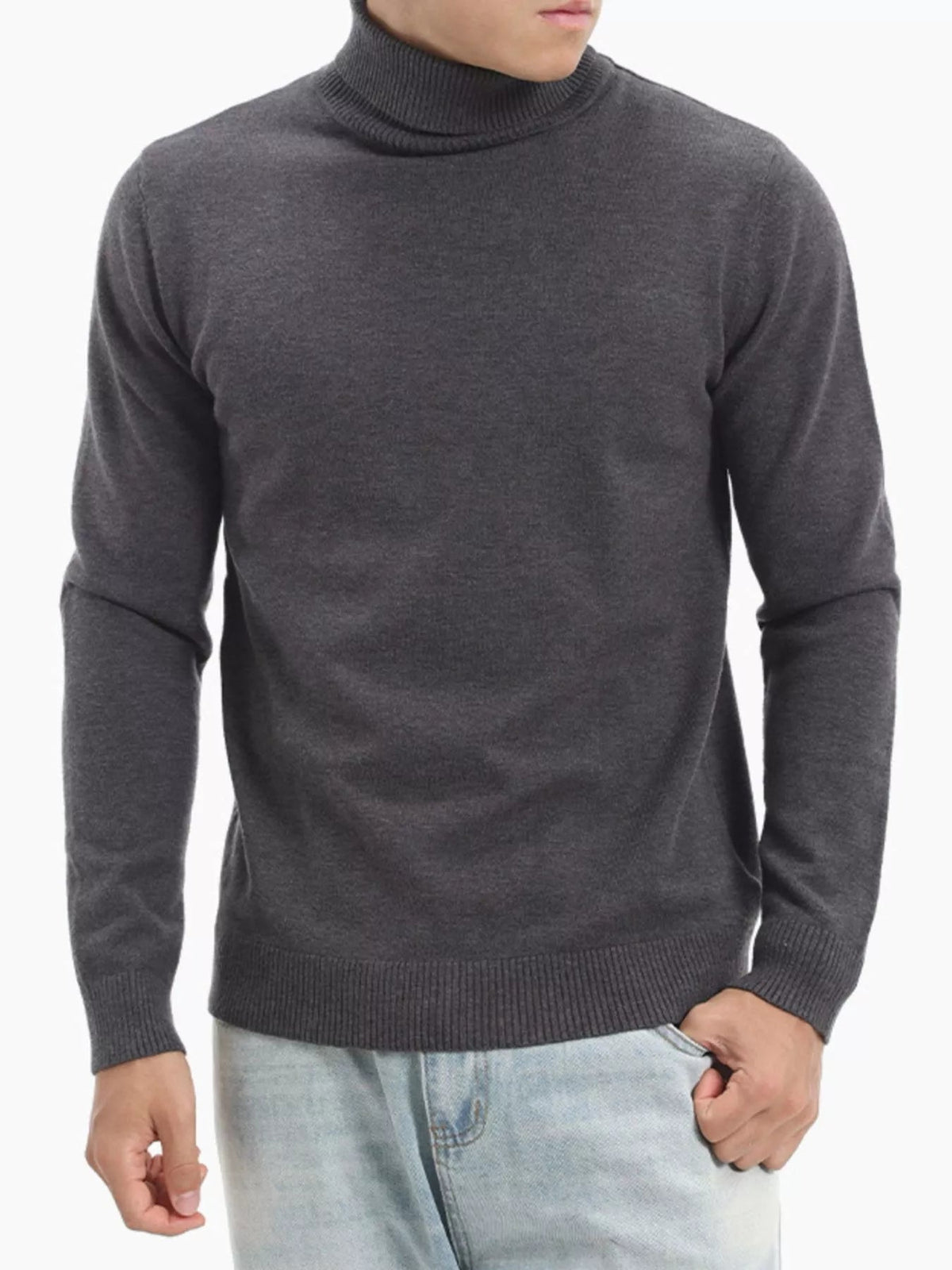 Jersey de cuello alto slim fit talla grande para hombre - Artículos HE