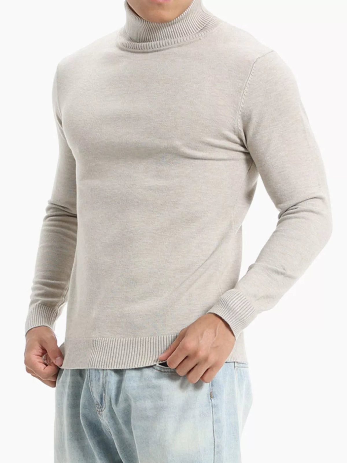 Jersey de cuello alto slim fit talla grande para hombre - Artículos HE