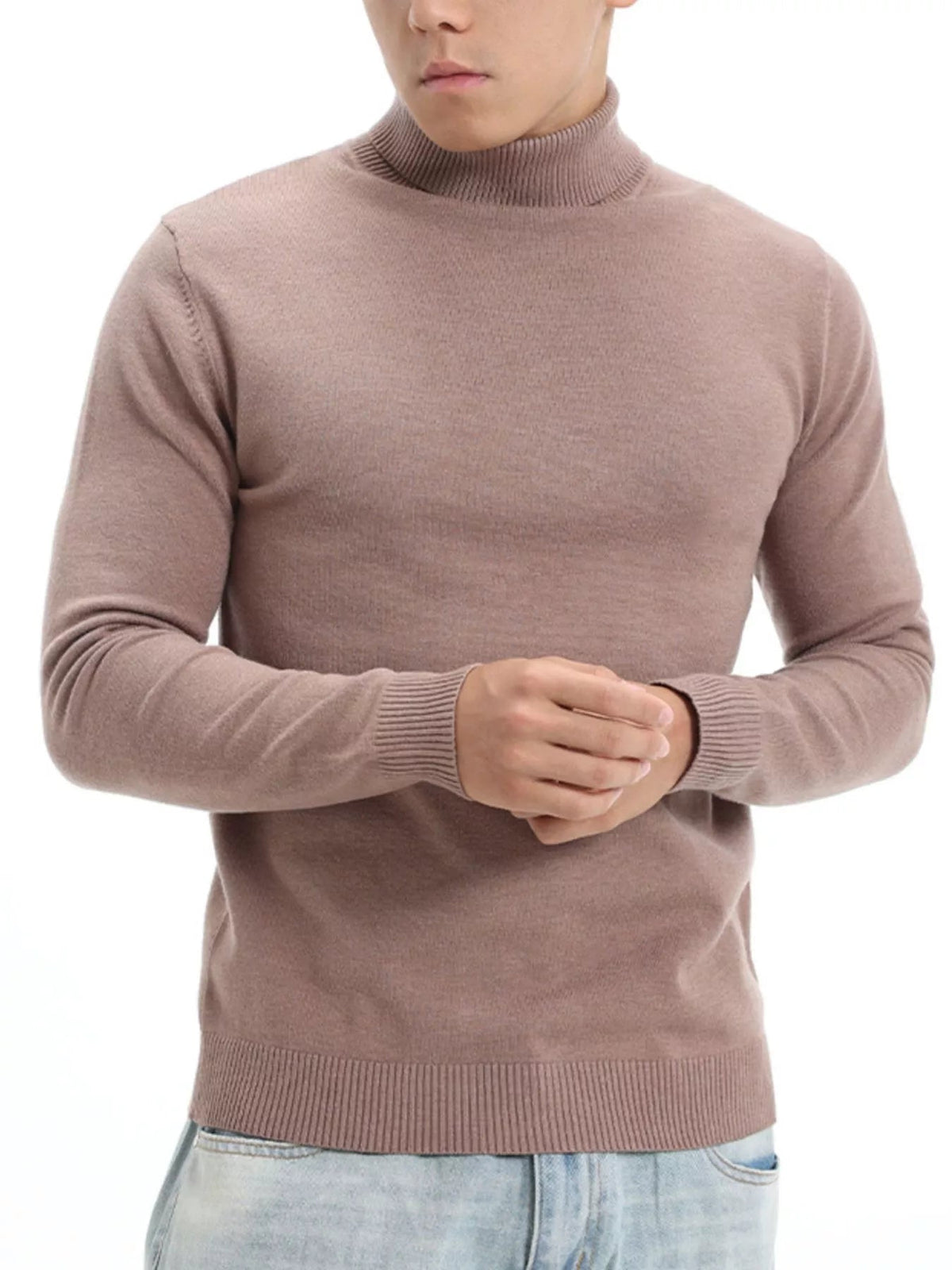 Jersey de cuello alto slim fit talla grande para hombre - Artículos HE