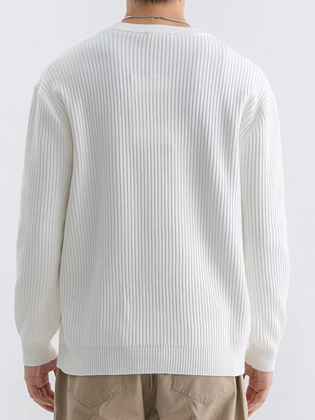 Jersey de punto acanalado con cuello redondo talla grande para hombre - Artículos HE