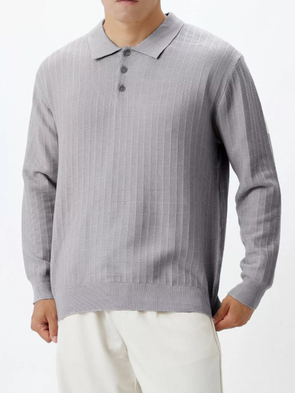 Jersey de punto acanalado con detalle de botones talla grande para hombre - Artículos HE