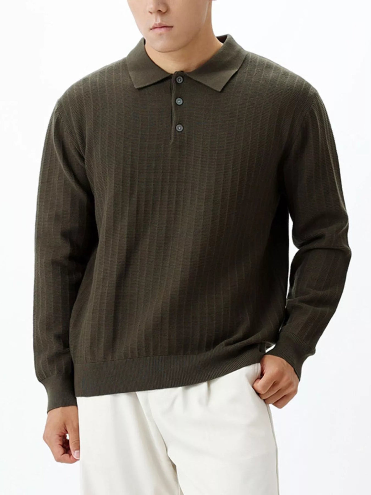 Jersey de punto acanalado con detalle de botones talla grande para hombre - Artículos HE