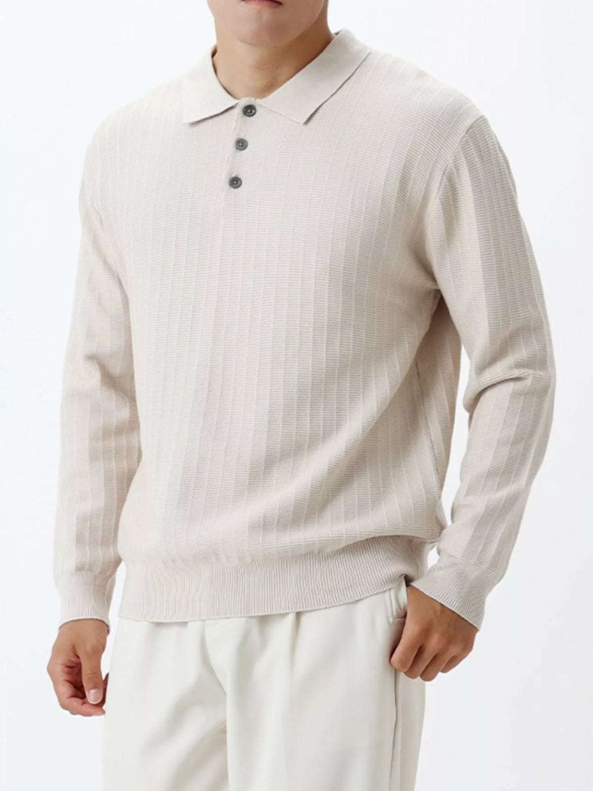 Jersey de punto acanalado con detalle de botones talla grande para hombre - Artículos HE