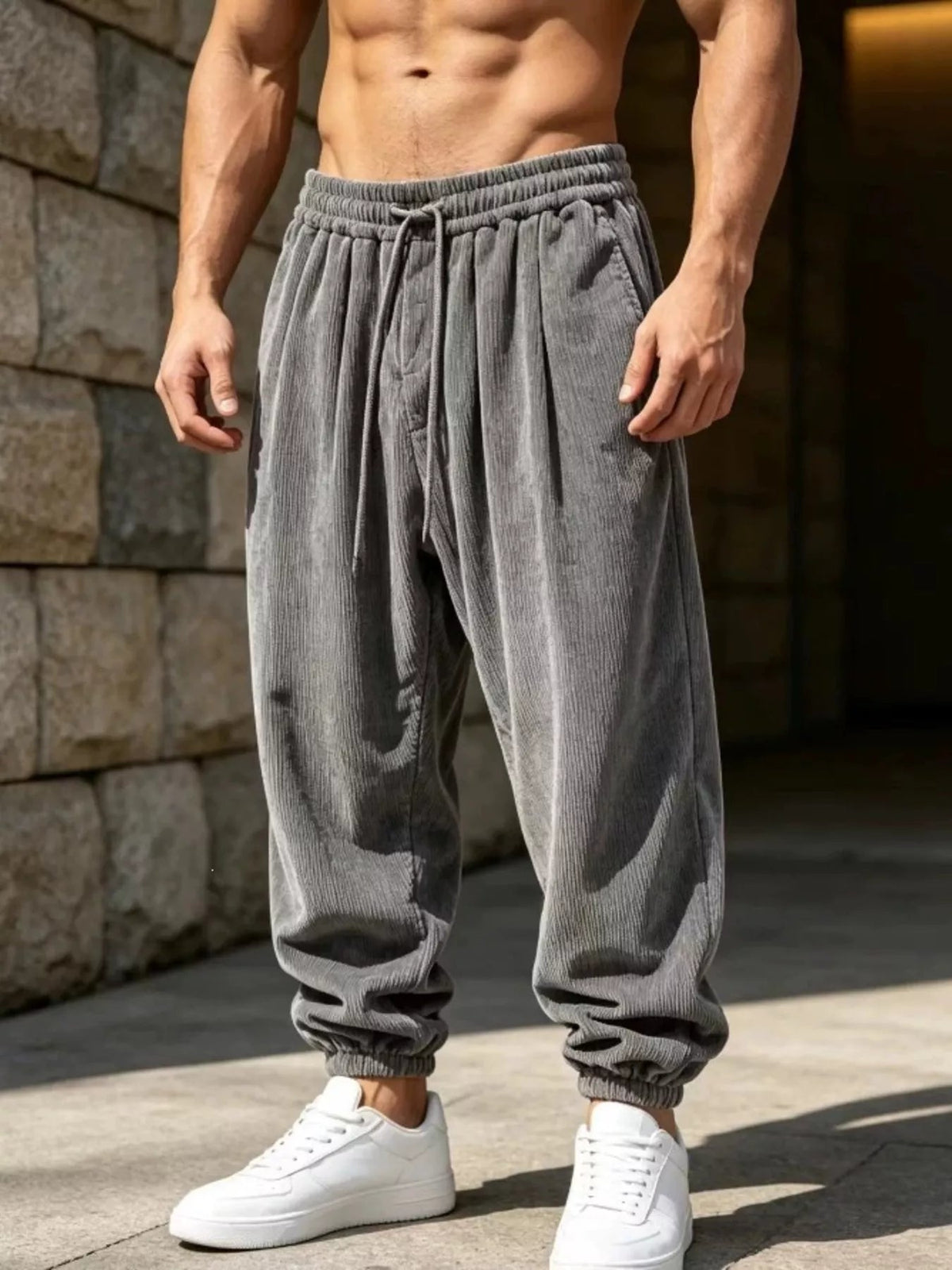 Joggers de pana holgados talla grande para hombre - Artículos HE