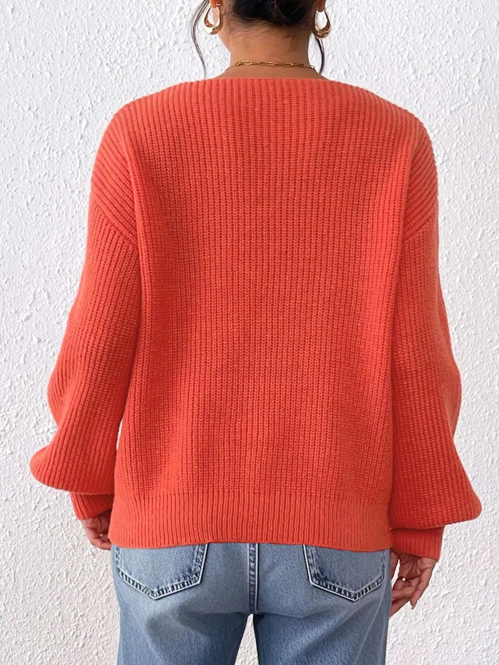 Lace Heart Dropped Shoulder Sweater - Artículos HE