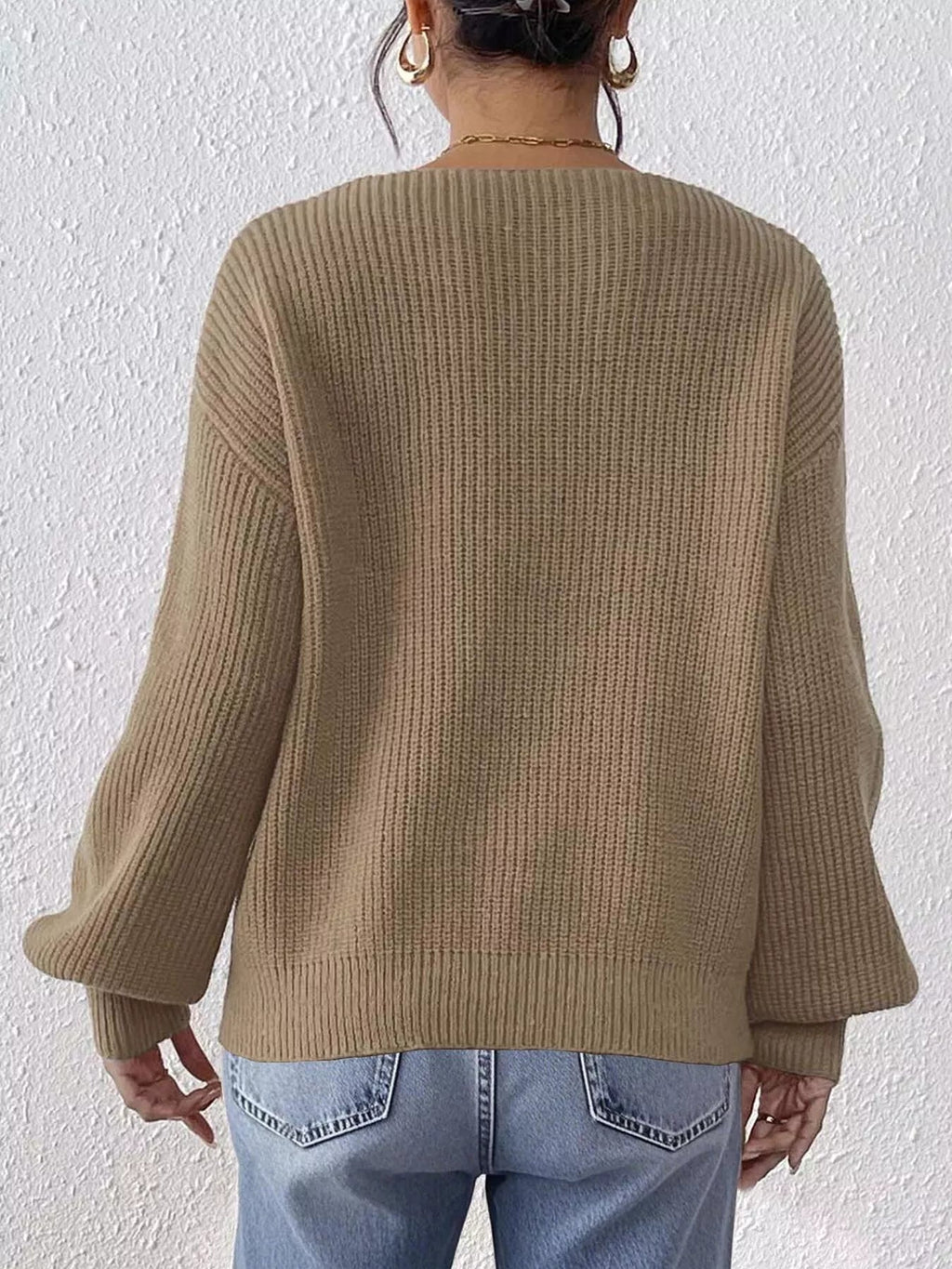 Lace Heart Dropped Shoulder Sweater - Artículos HE