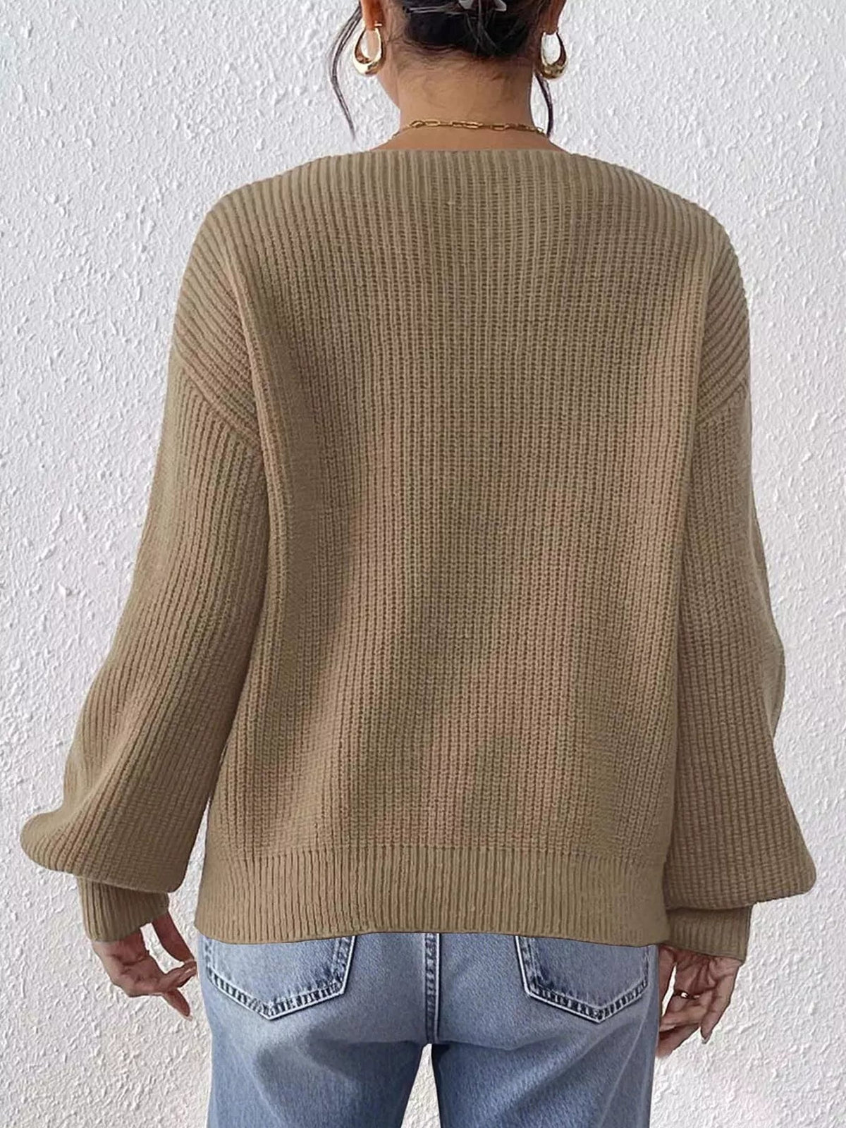 Lace Heart Dropped Shoulder Sweater - Artículos HE