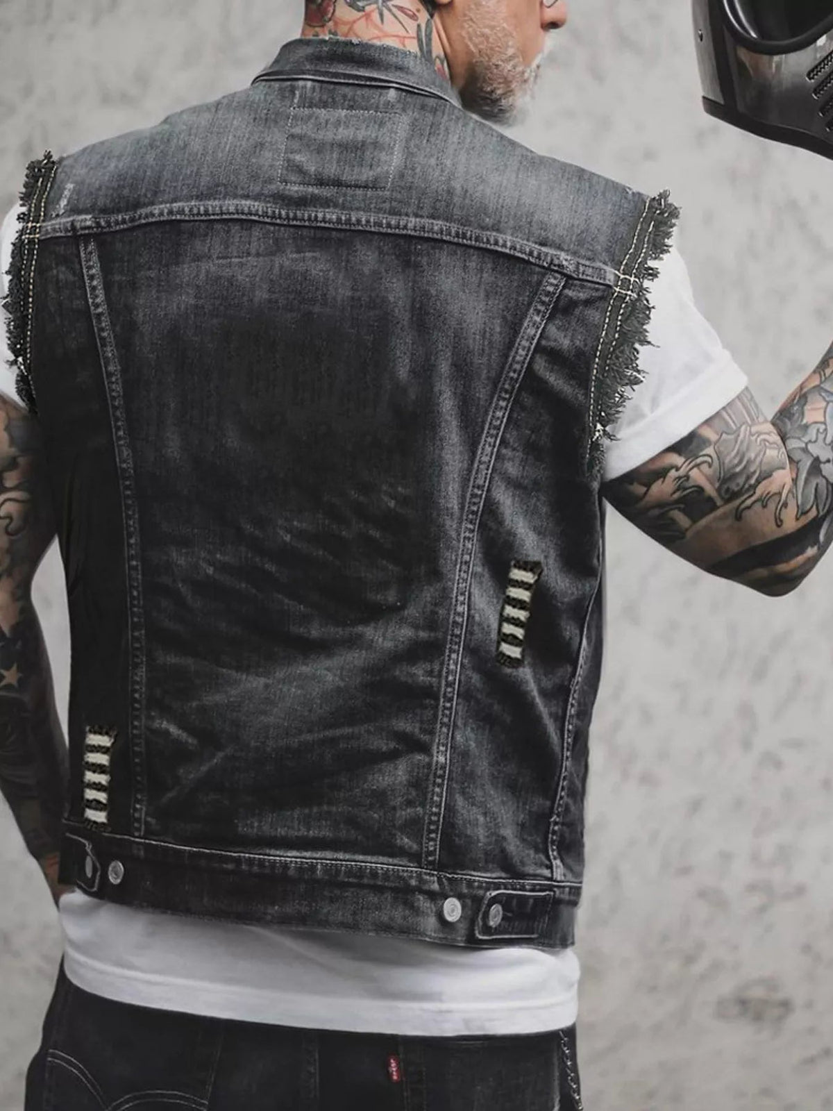 Men's Full Size Button Up Denim Vest Plus Size - Artículos HE