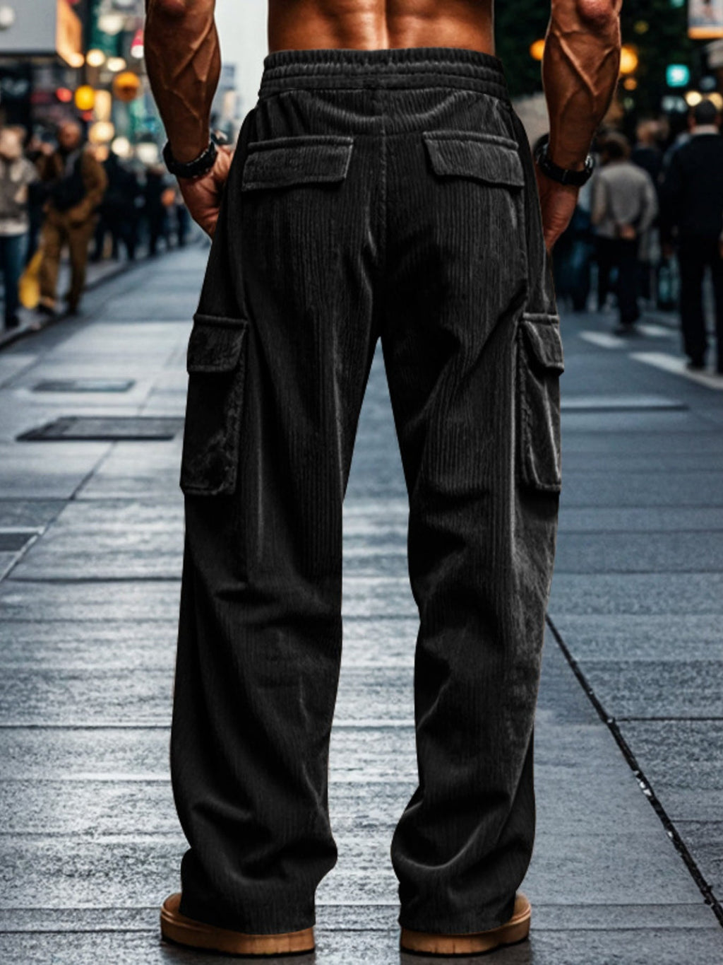 Men's Full Size Corduroy Cargo Pants Plus Size - Artículos HE