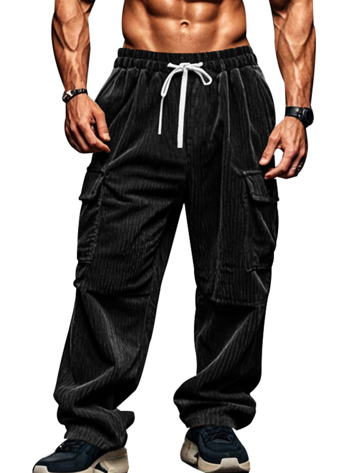 Men's Full Size Corduroy Cargo Pants Plus Size - Artículos HE