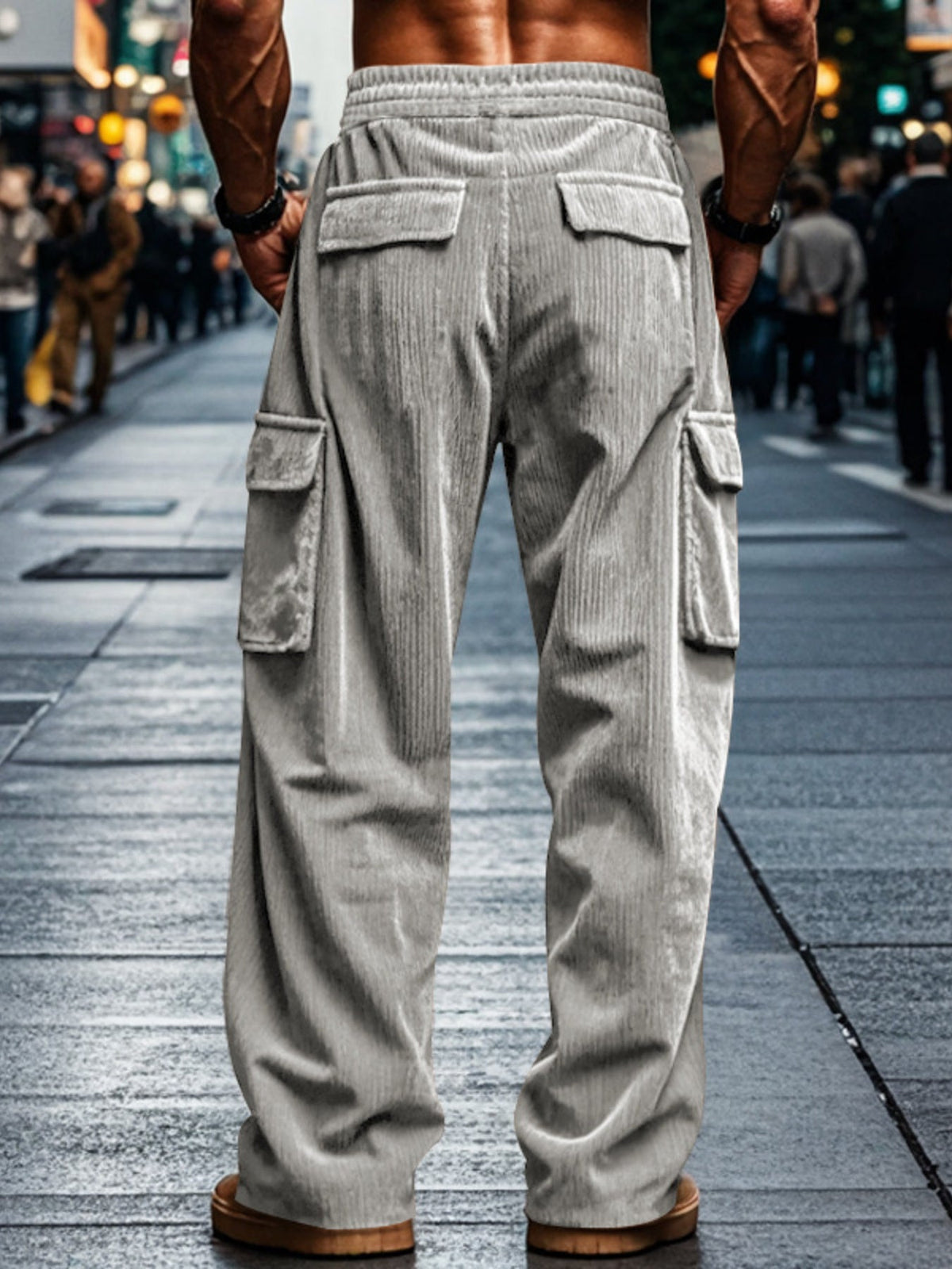Men's Full Size Corduroy Cargo Pants Plus Size - Artículos HE