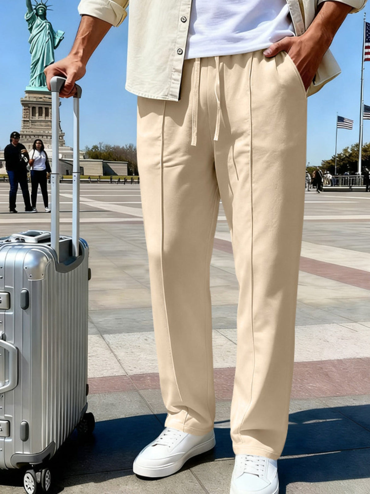 Men's Full Size Drawstring Straight Leg Pants Plus Size - Artículos HE