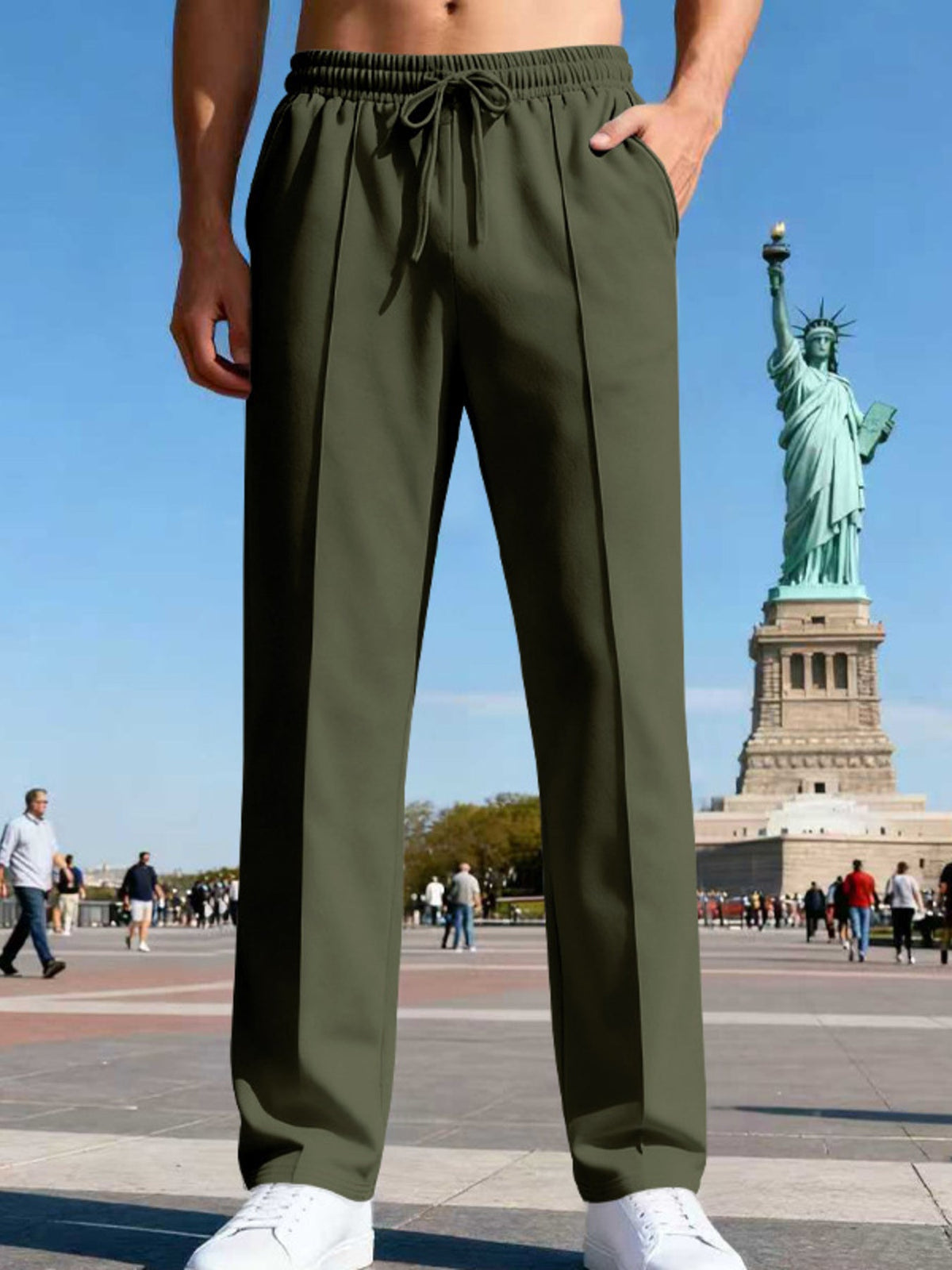 Men's Full Size Drawstring Straight Leg Pants Plus Size - Artículos HE