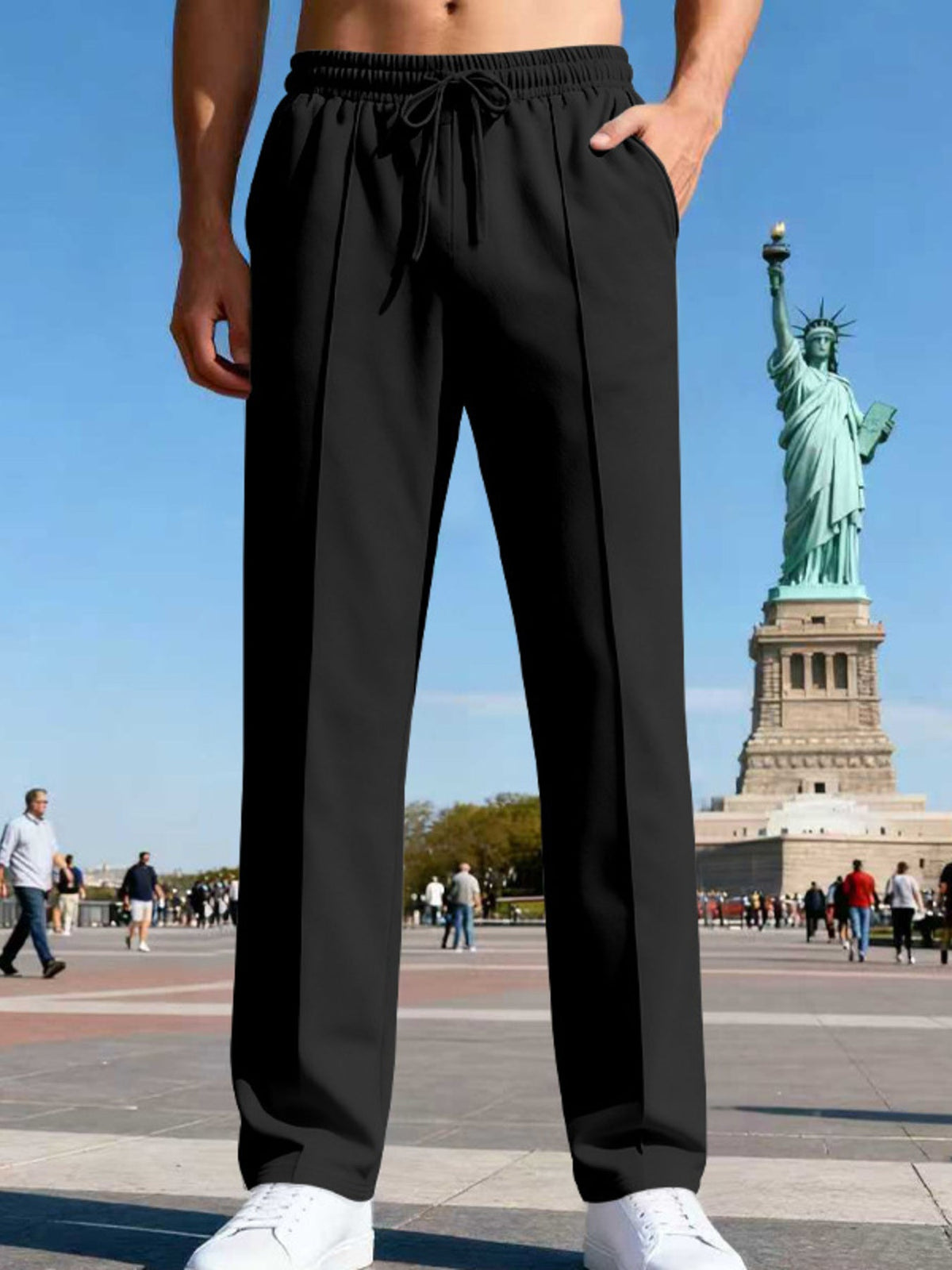 Men's Full Size Drawstring Straight Leg Pants Plus Size - Artículos HE