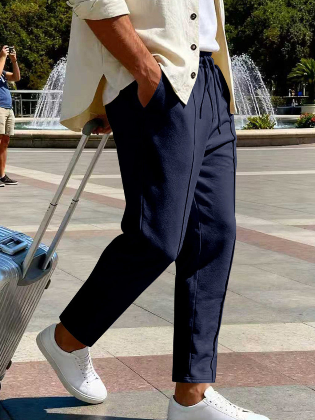 Men's Full Size Drawstring Straight Leg Pants Plus Size - Artículos HE