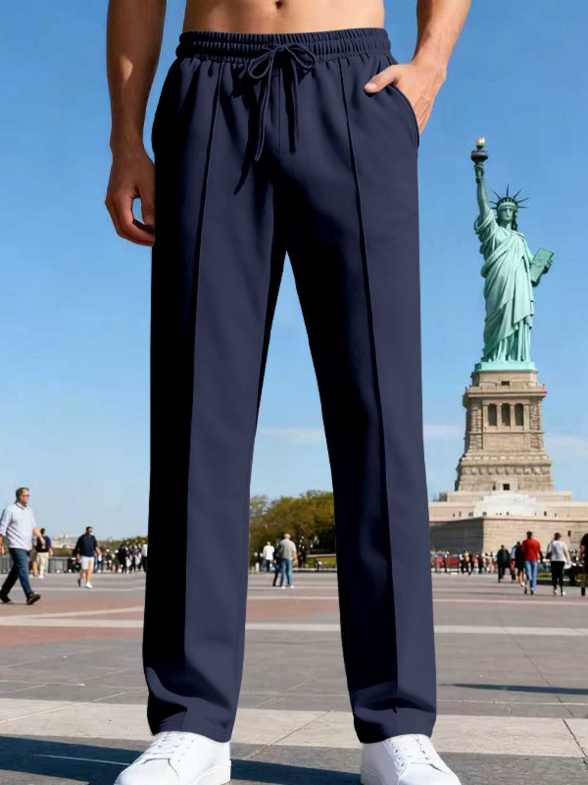 Men's Full Size Drawstring Straight Leg Pants Plus Size - Artículos HE