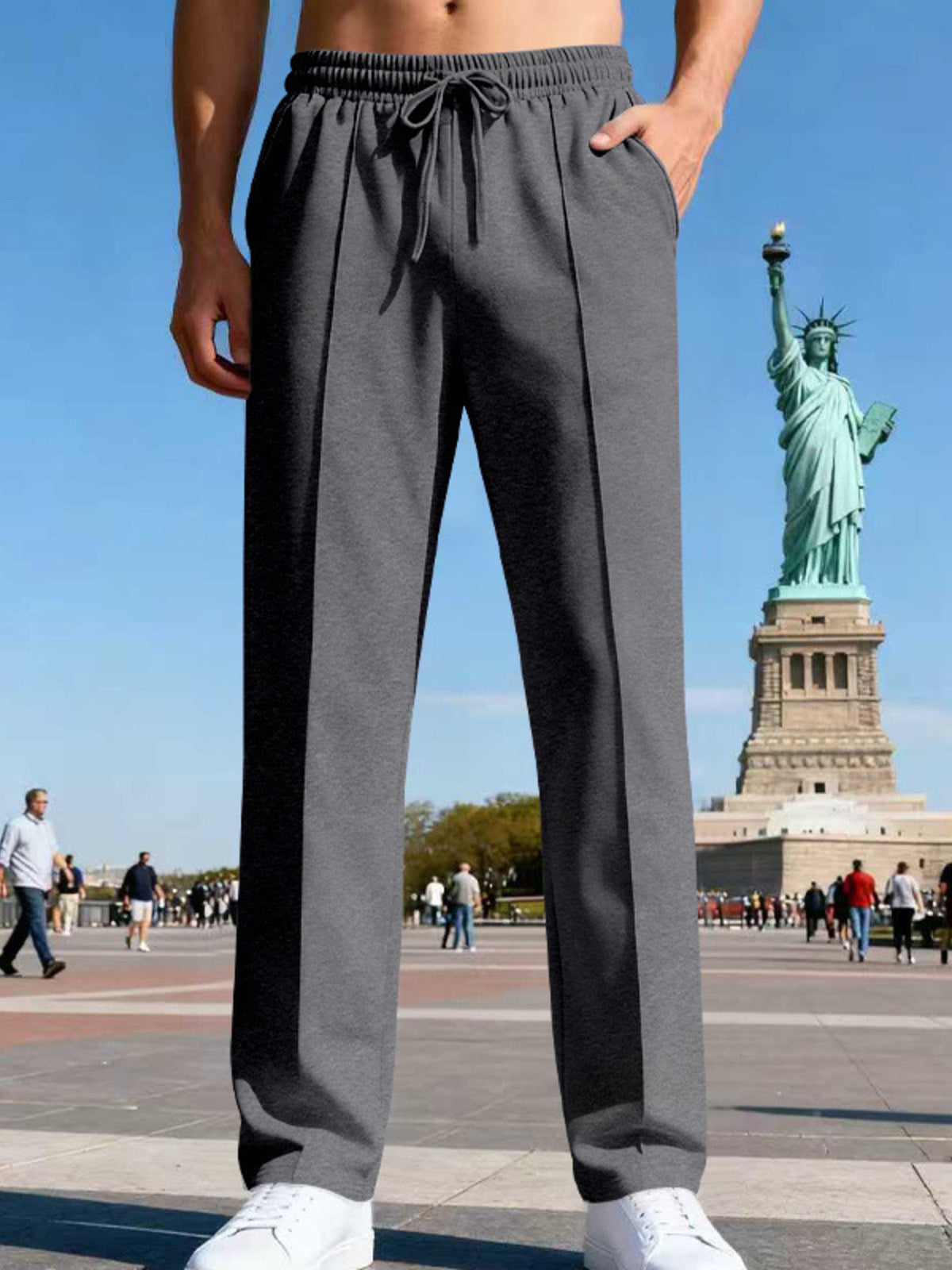 Men's Full Size Drawstring Straight Leg Pants Plus Size - Artículos HE