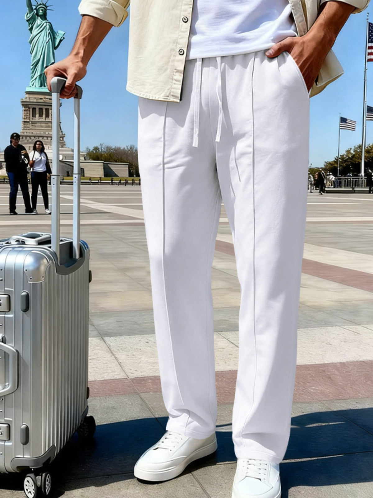 Men's Full Size Drawstring Straight Leg Pants Plus Size - Artículos HE