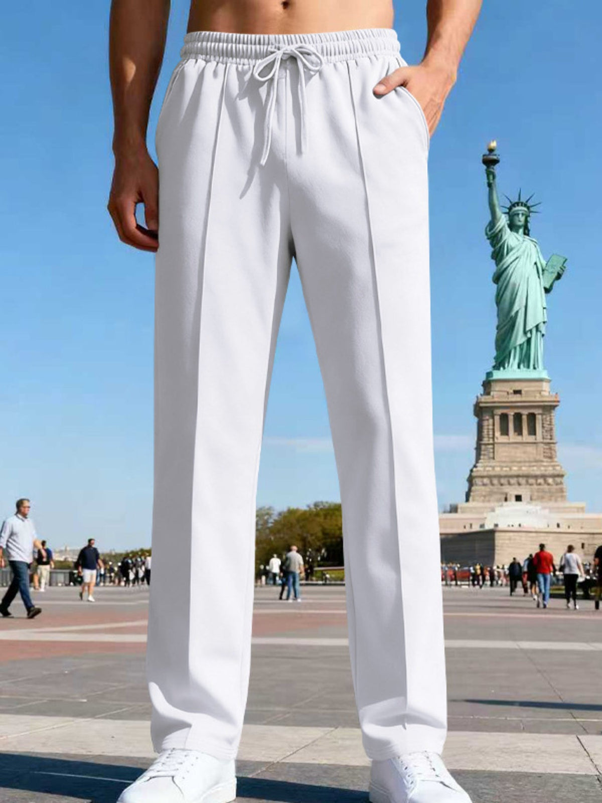 Men's Full Size Drawstring Straight Leg Pants Plus Size - Artículos HE