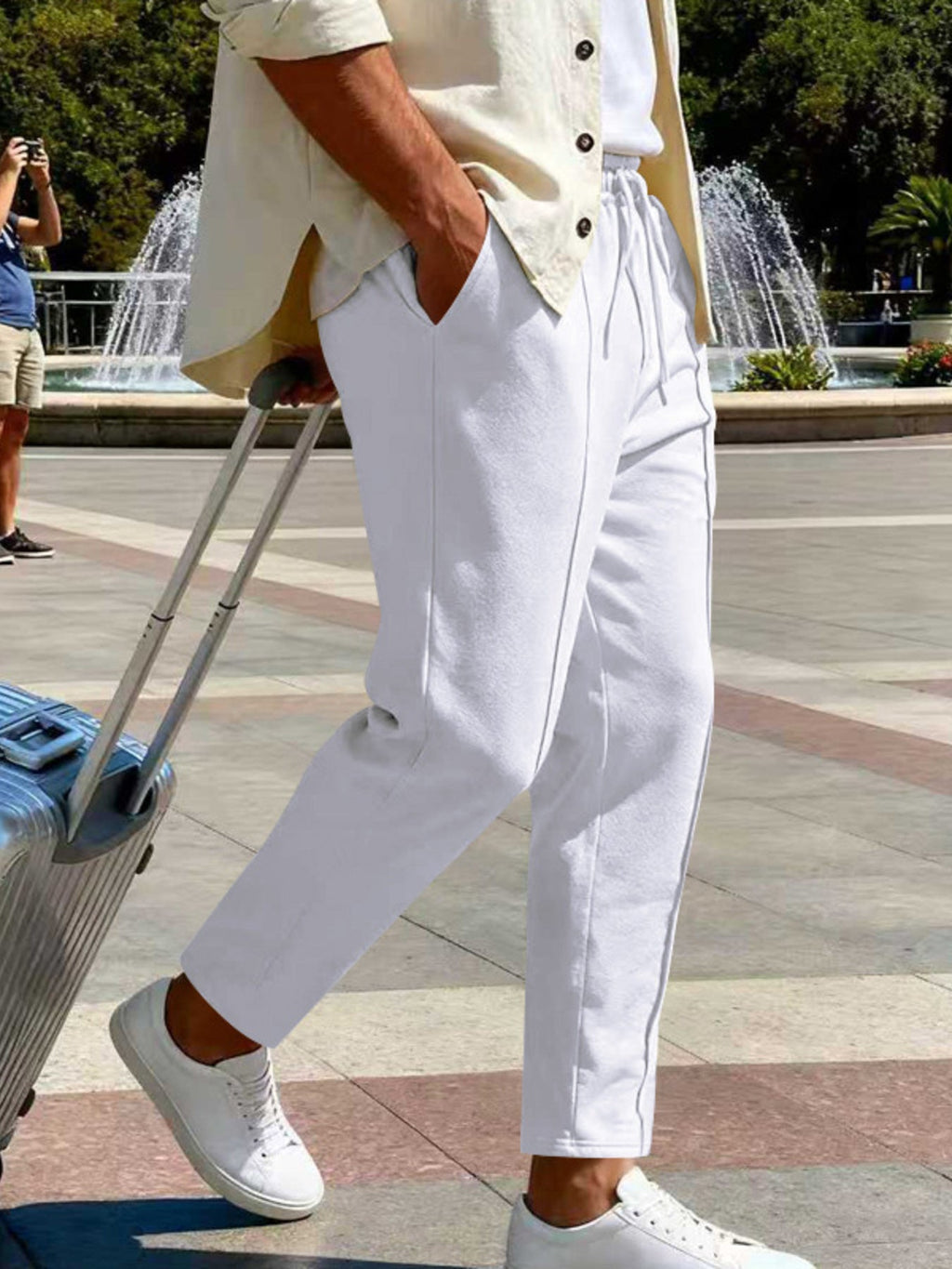 Men's Full Size Drawstring Straight Leg Pants Plus Size - Artículos HE