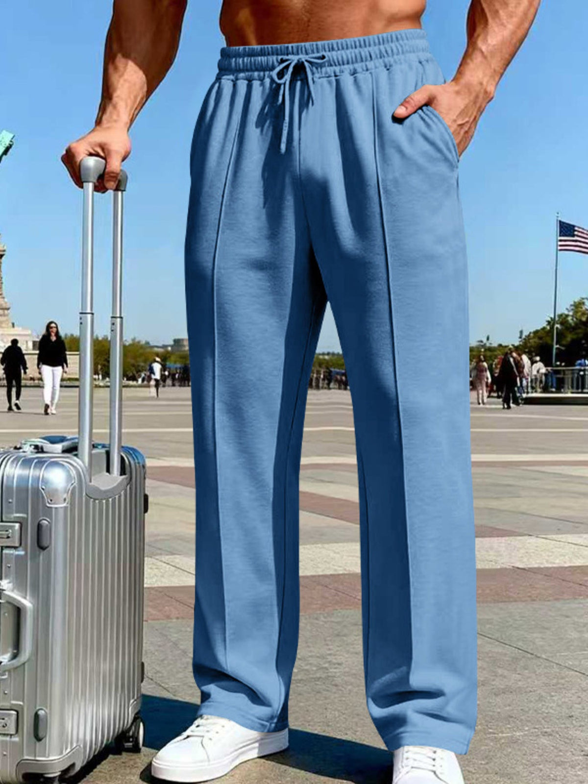 Men's Full Size Drawstring Wide Leg Pants Plus Size - Artículos HE