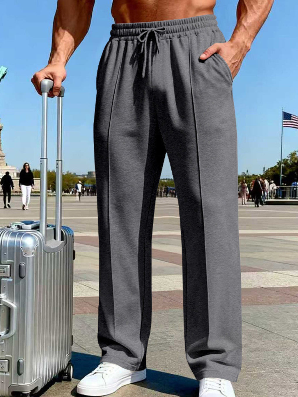 Men's Full Size Drawstring Wide Leg Pants Plus Size - Artículos HE