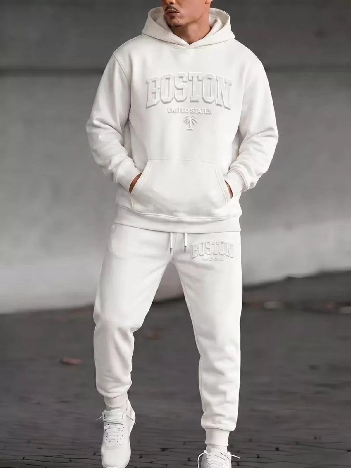 Men's Full Size Kangaroo Pocket Hoodie and Pants Set Plus Size - Artículos HE