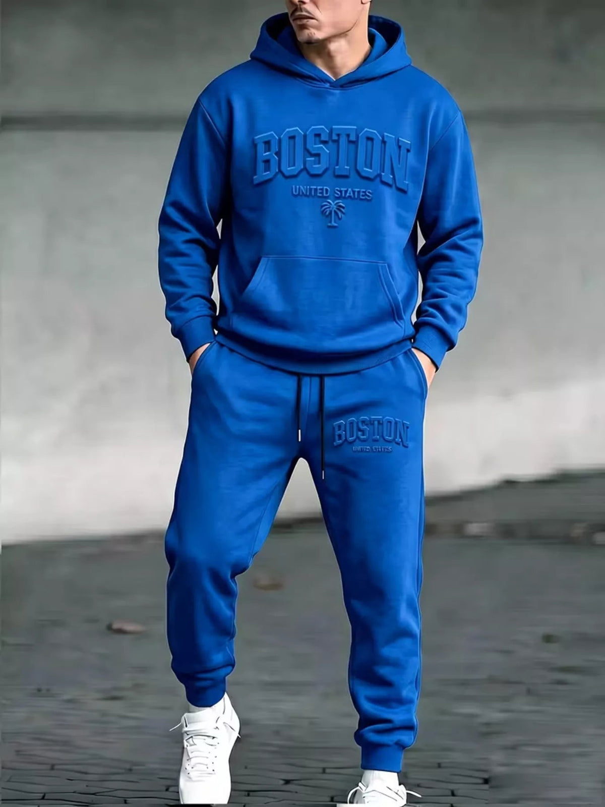 Men's Full Size Kangaroo Pocket Hoodie and Pants Set Plus Size - Artículos HE