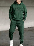 Men's Full Size Kangaroo Pocket Hoodie and Pants Set Plus Size - Artículos HE