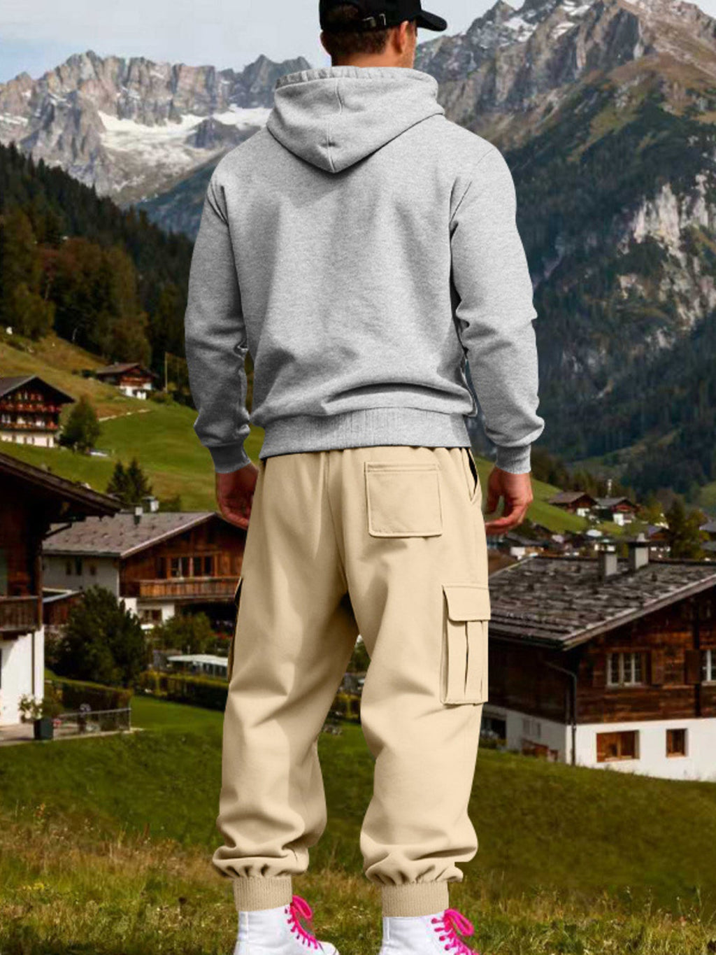 Men's Full Size Kangaroo Pocket Hoodie and Sweatpants Two-Piece Set Plus Size - Artículos HE