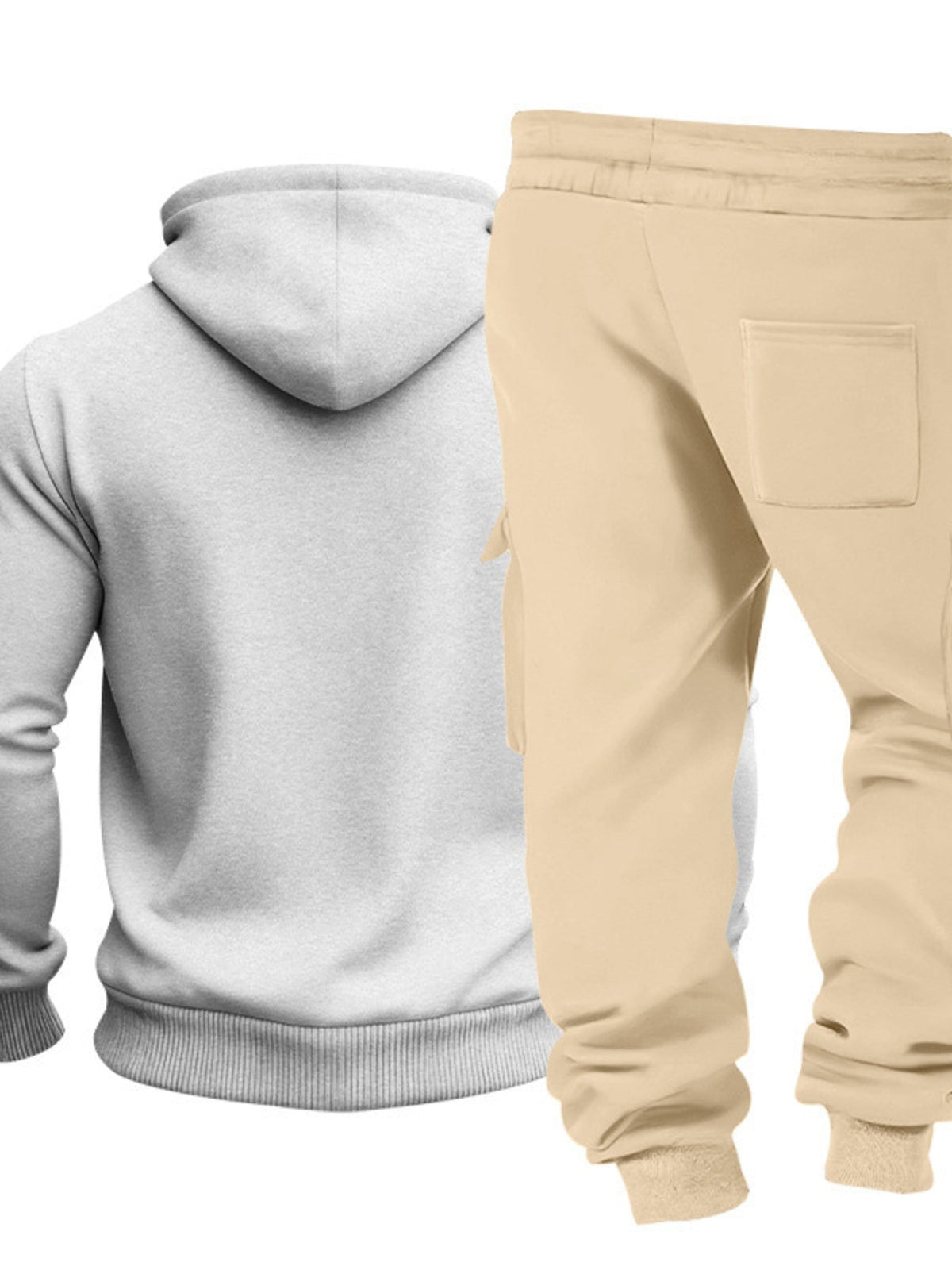 Men's Full Size Kangaroo Pocket Hoodie and Sweatpants Two-Piece Set Plus Size - Artículos HE