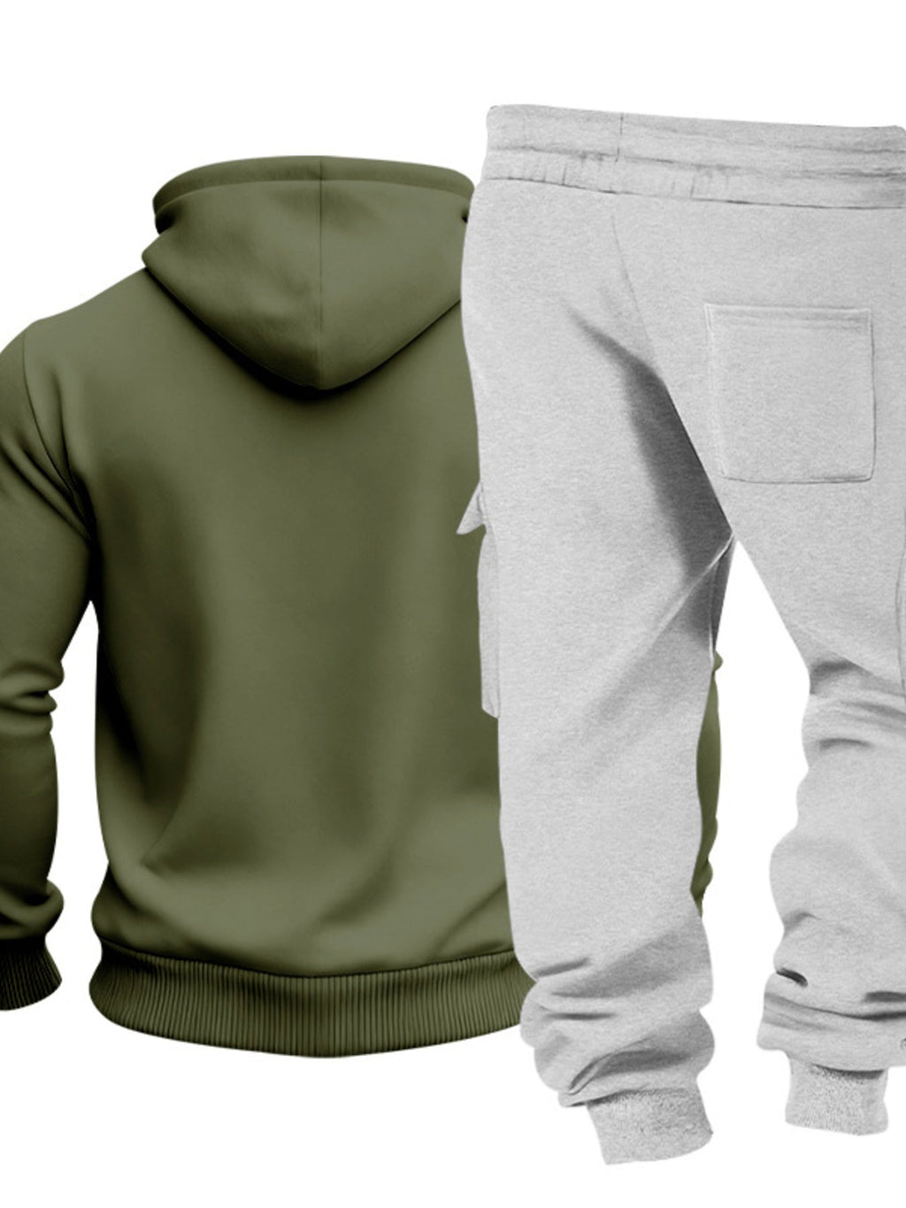 Men's Full Size Kangaroo Pocket Hoodie and Sweatpants Two-Piece Set Plus Size - Artículos HE