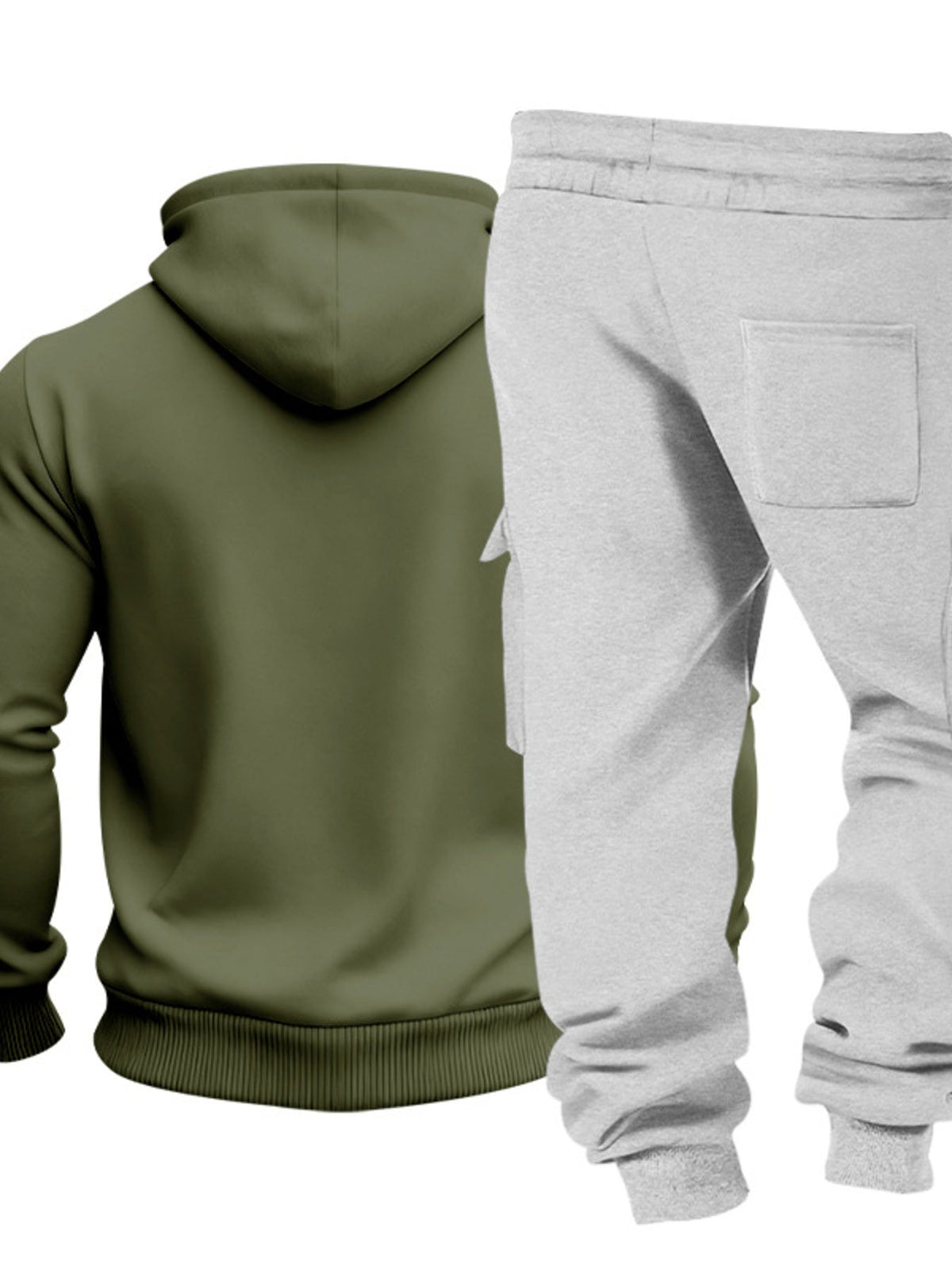 Men's Full Size Kangaroo Pocket Hoodie and Sweatpants Two-Piece Set Plus Size - Artículos HE