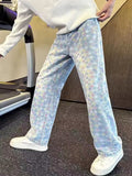 Men's Full Size Pastel Checkerboard Wide-Leg Jeans Plus Size - Artículos HE