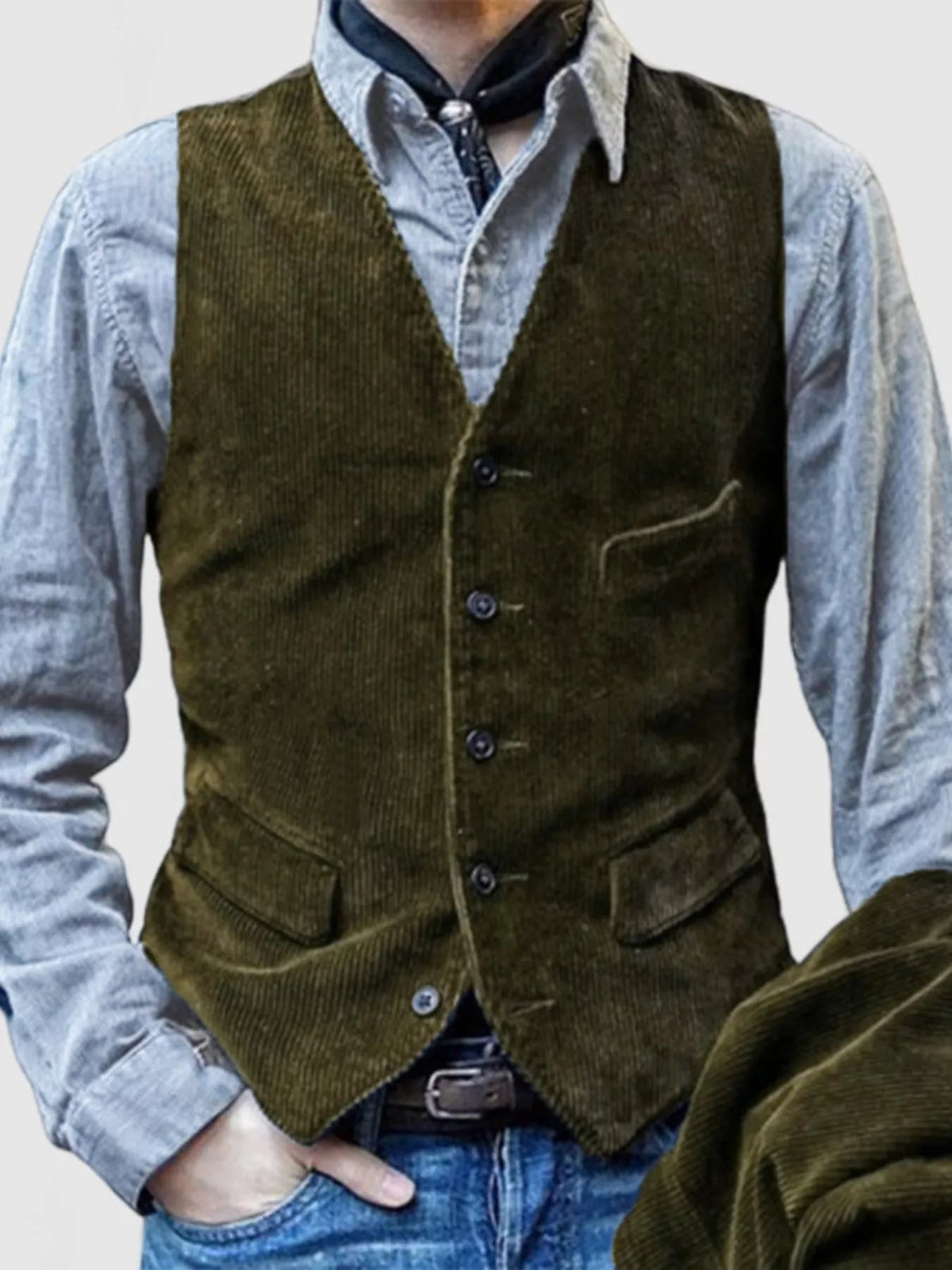 Men's Full Size Vintage Corduroy Button Up Vest Plus Size - Artículos HE