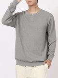 Men's Plus Size Button Detail Waffle Knit Top - Artículos HE