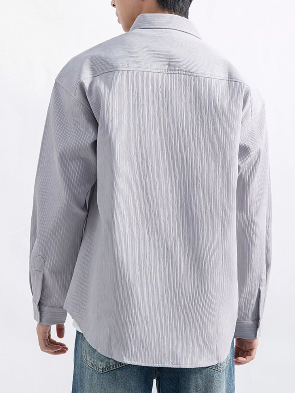 Men's Plus Size Casual Textured Button-Down Shirt - Artículos HE