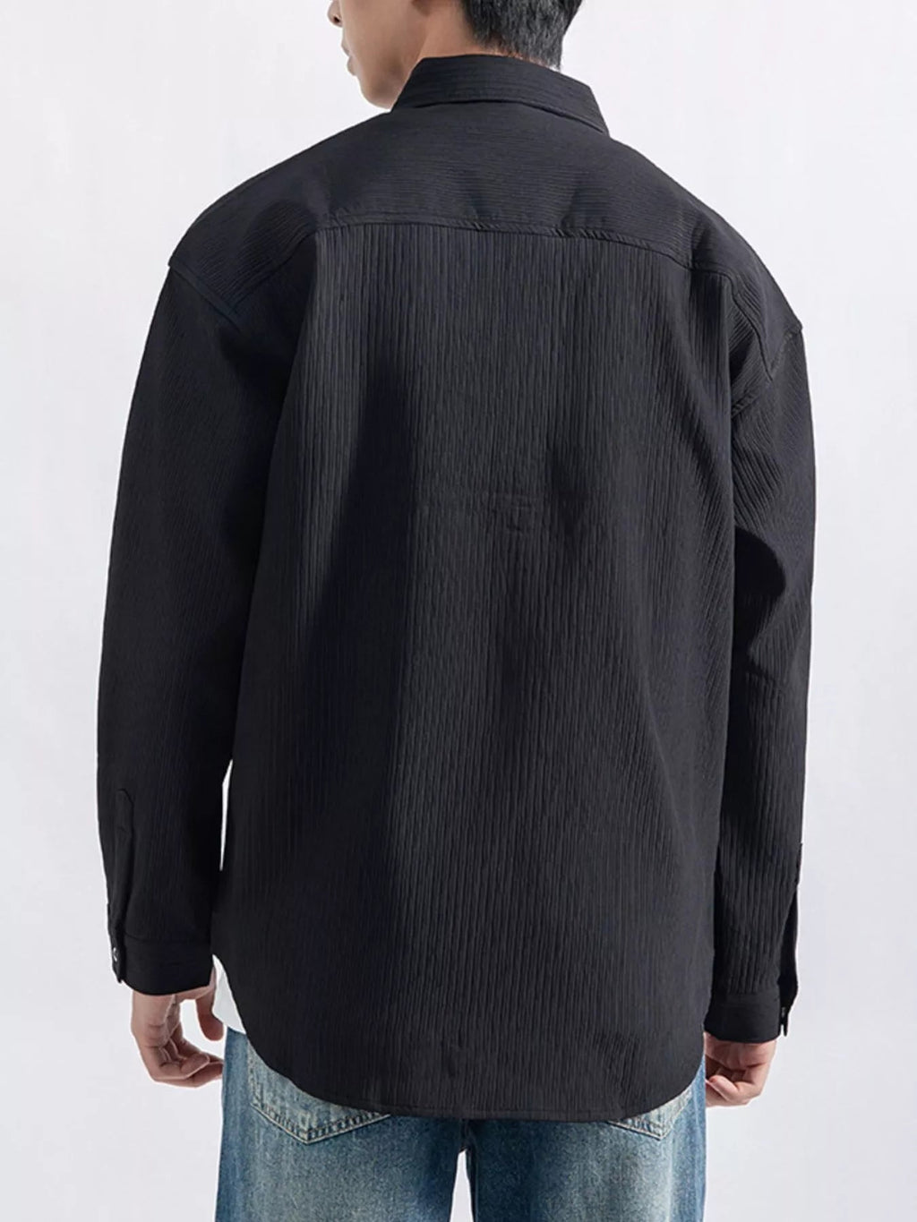 Men's Plus Size Casual Textured Button-Down Shirt - Artículos HE