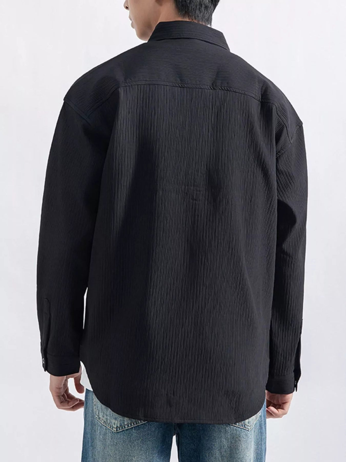 Men's Plus Size Casual Textured Button-Down Shirt - Artículos HE