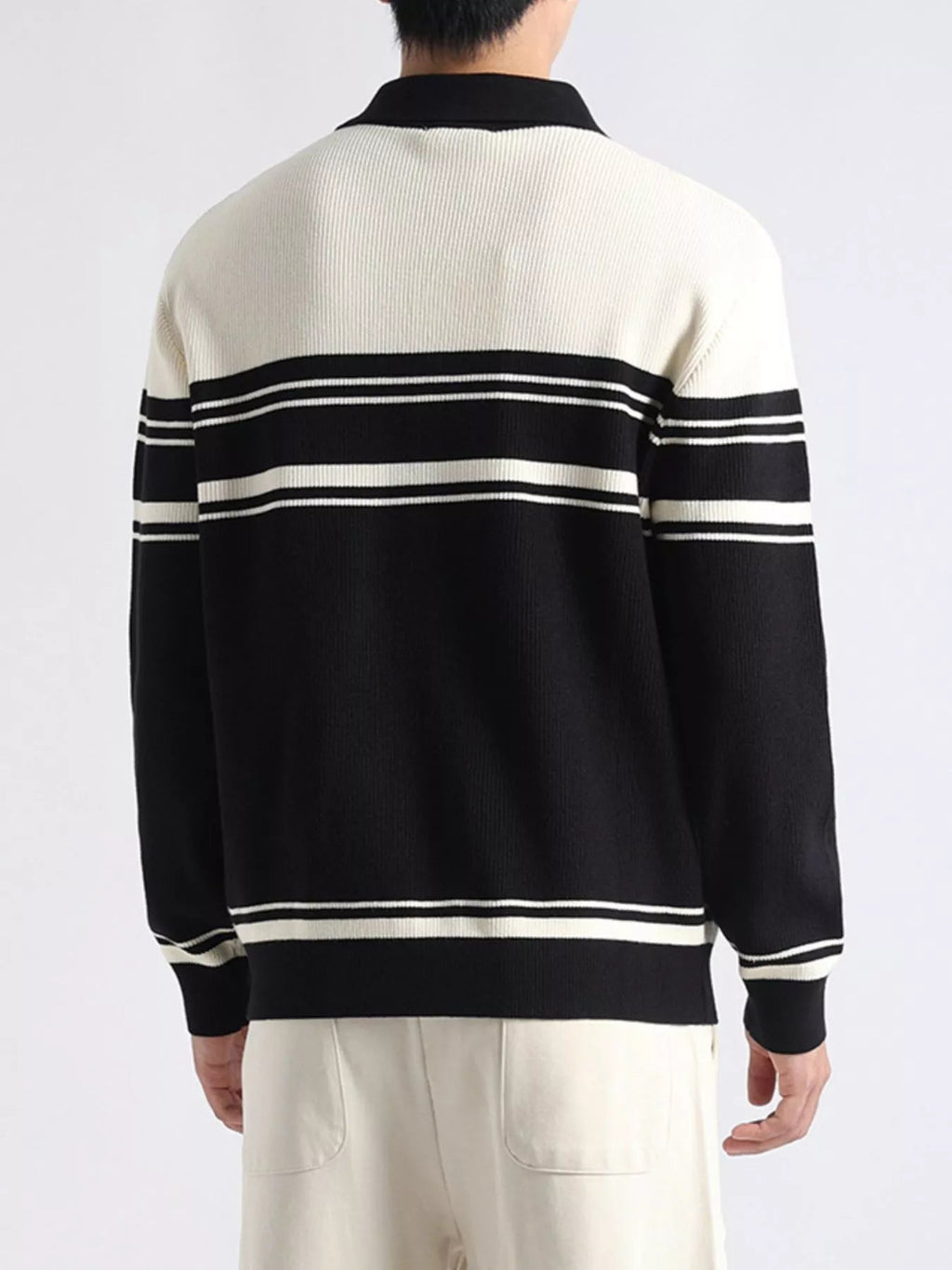 Men's Plus Size Contrast Striped Button-Down Cardigan - Artículos HE