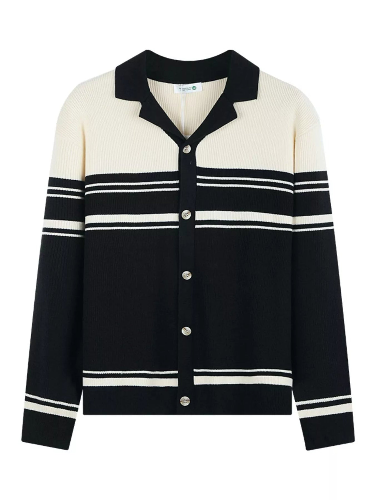 Men's Plus Size Contrast Striped Button-Down Cardigan - Artículos HE