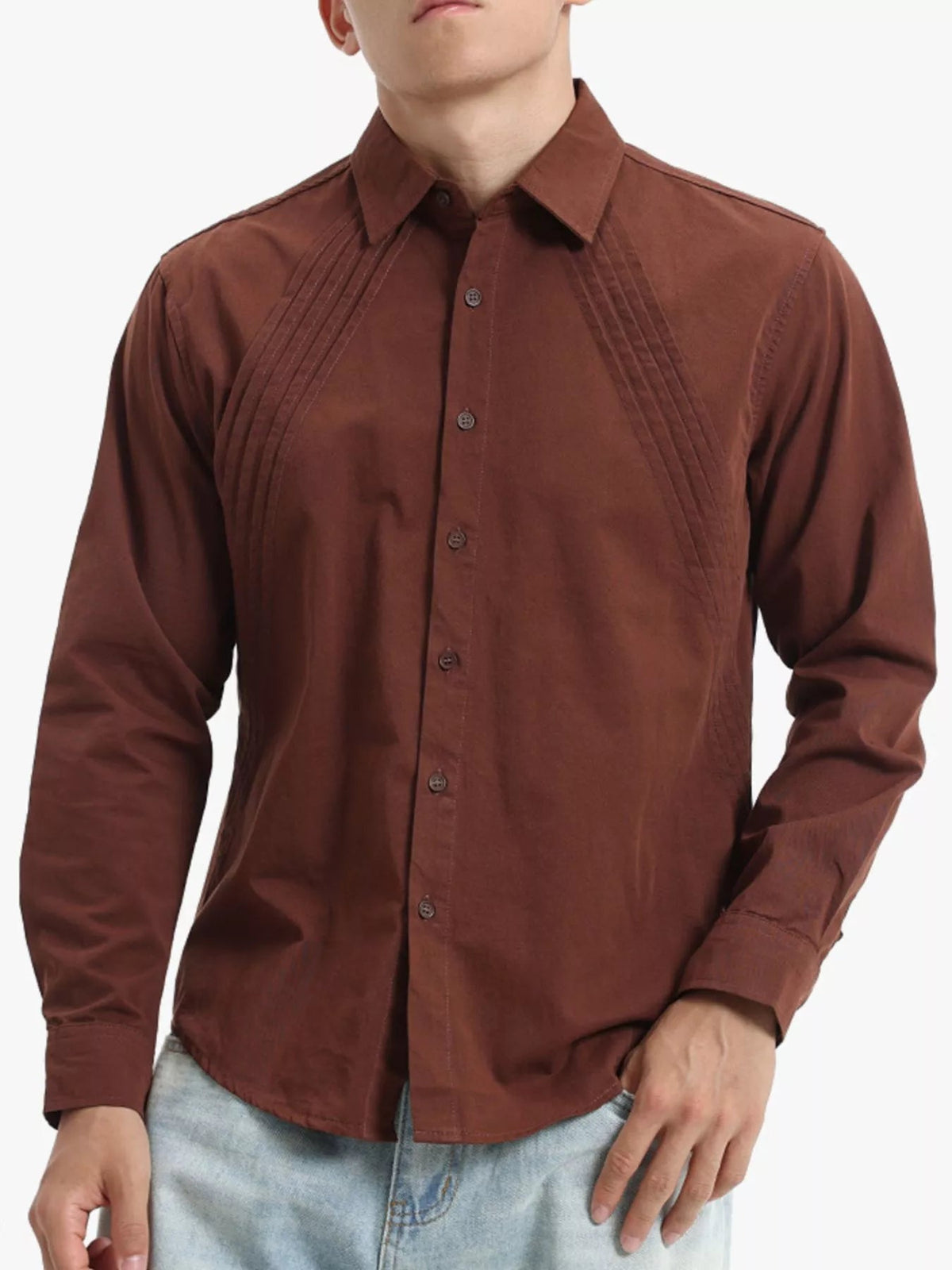 Men's Plus Size Long Sleeve Button-Down Shirt - Artículos HE