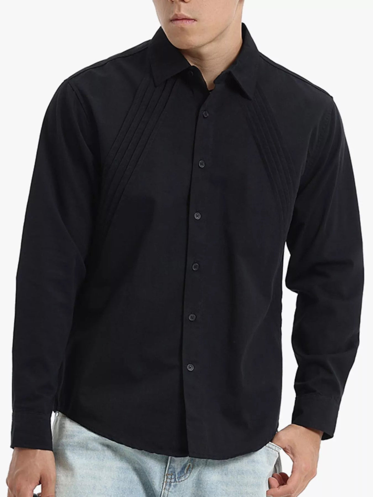 Men's Plus Size Long Sleeve Button-Down Shirt - Artículos HE