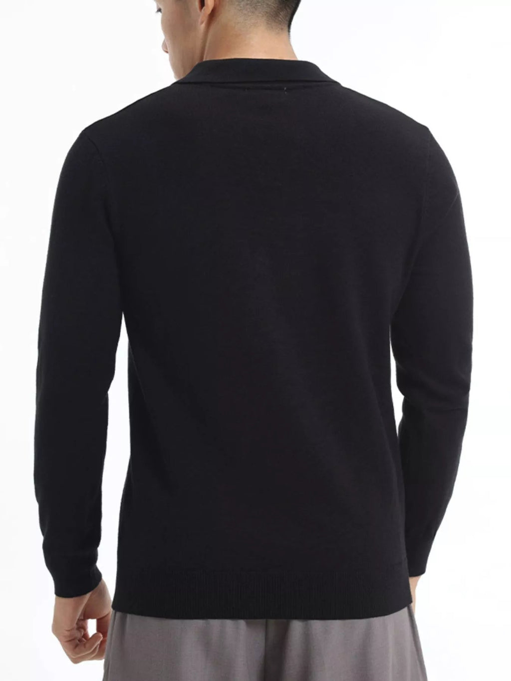Men's Plus Size Long Sleeve Polo Collar Knit Top - Artículos HE