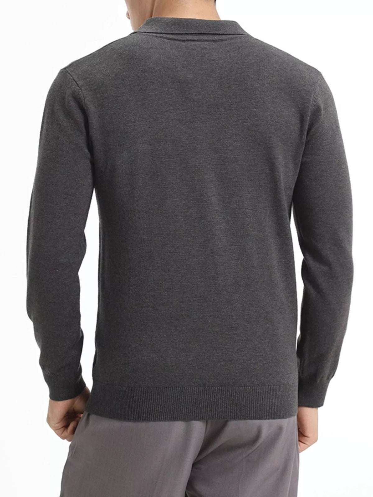 Men's Plus Size Long Sleeve Polo Collar Knit Top - Artículos HE