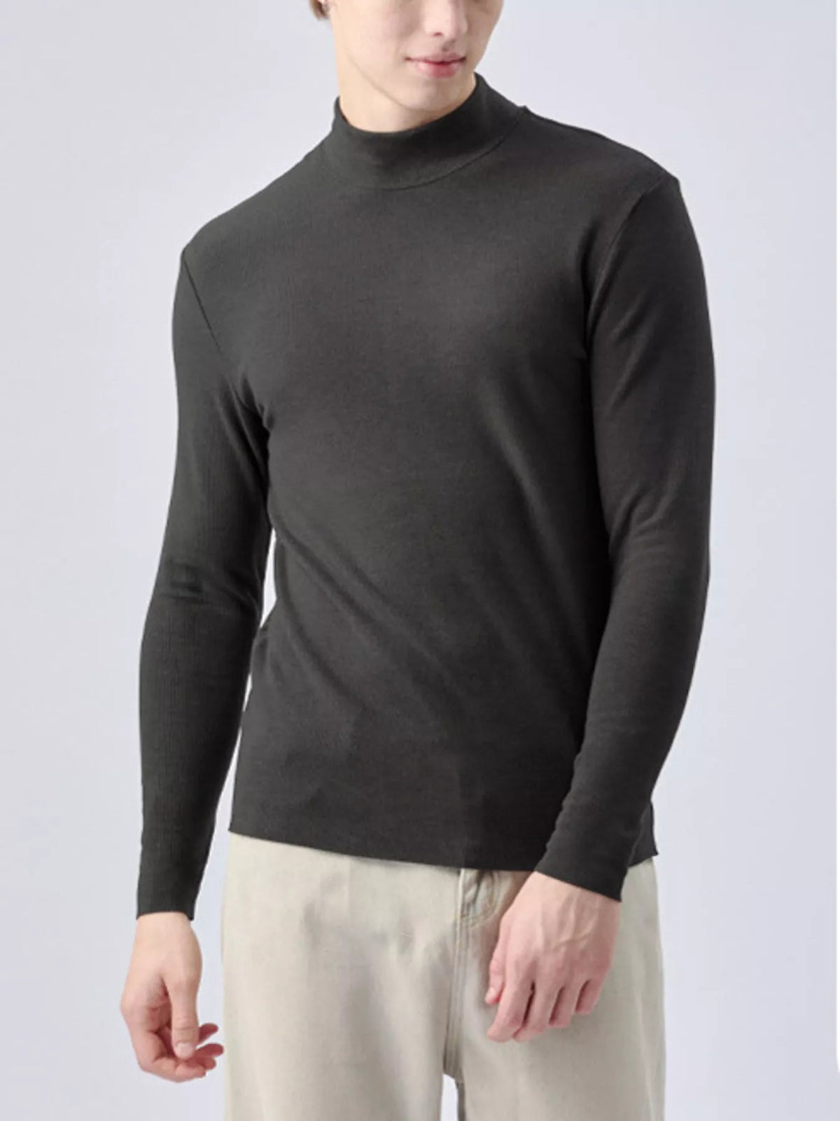 Men's Plus Size Mock Neck Long Sleeve Top - Artículos HE