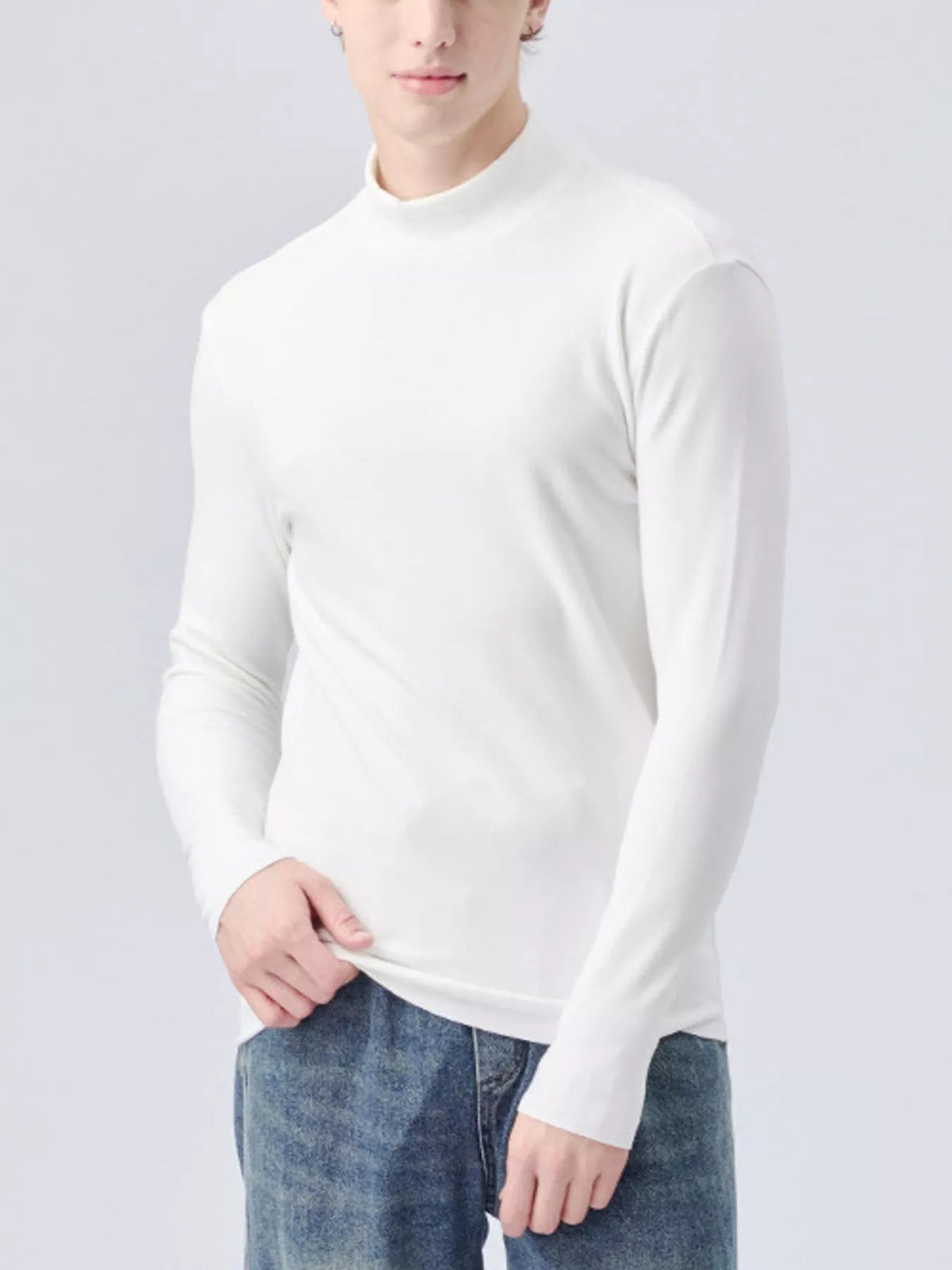 Men's Plus Size Mock Neck Long Sleeve Top - Artículos HE