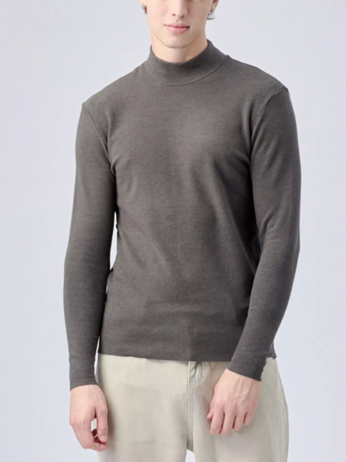 Men's Plus Size Mock Neck Long Sleeve Top - Artículos HE