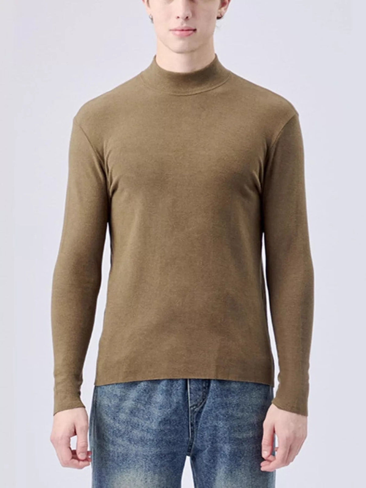 Men's Plus Size Mock Neck Long Sleeve Top - Artículos HE