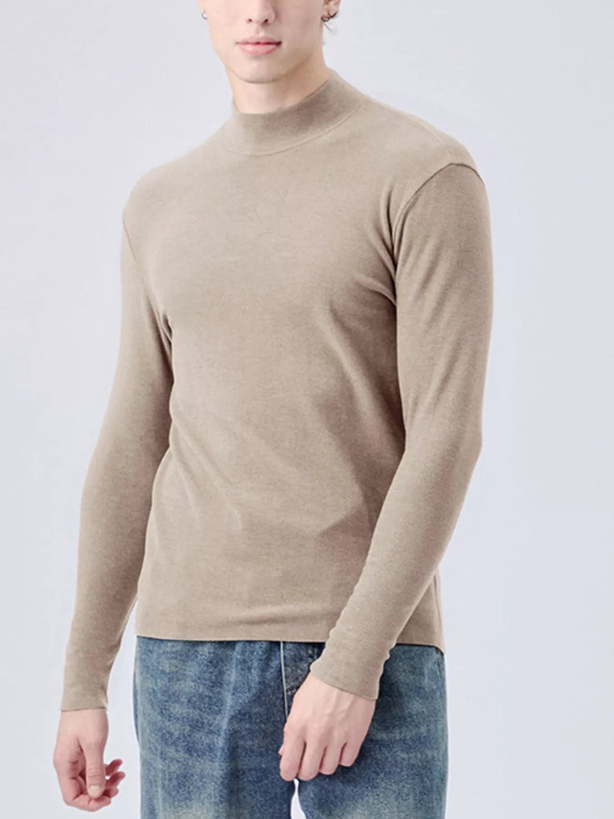 Men's Plus Size Mock Neck Long Sleeve Top - Artículos HE